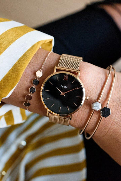 CLUSE Minuit Watch Mesh Rose Gold/Black | Hello Molly USA