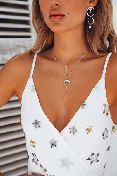 WANDERLUST + CO Milky Way Lariat Necklace Silver | Hello Molly USA