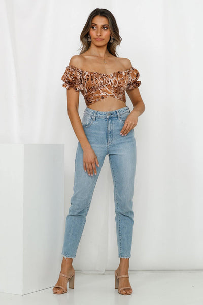 Two Steps To Fame Crop Top Brown | Hello Molly USA