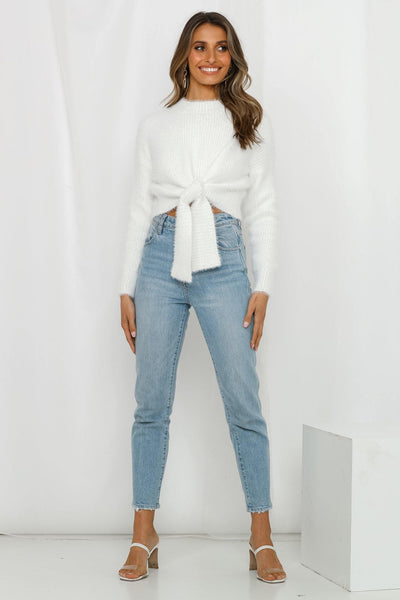 Wrap It Up With A Bow Knit White | Hello Molly USA