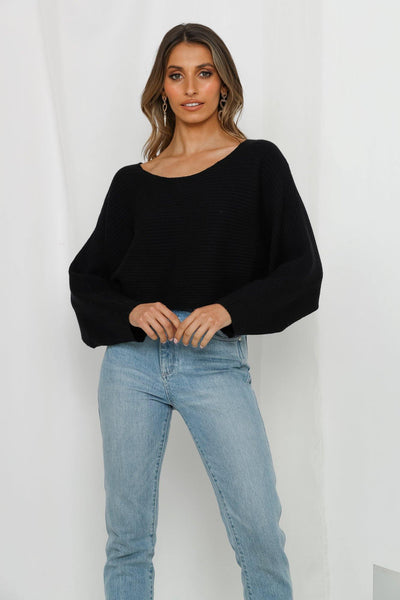 Private And Confidential Knit Top Black | Hello Molly USA