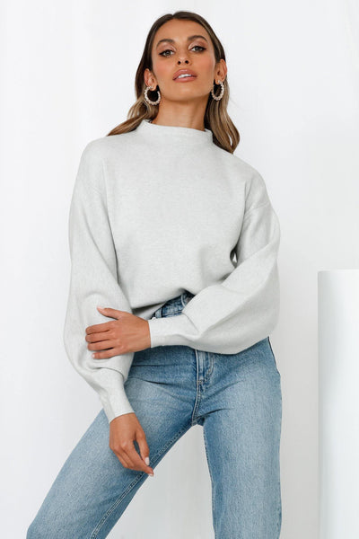You Go Girl Knit Sweater Grey | Hello Molly USA