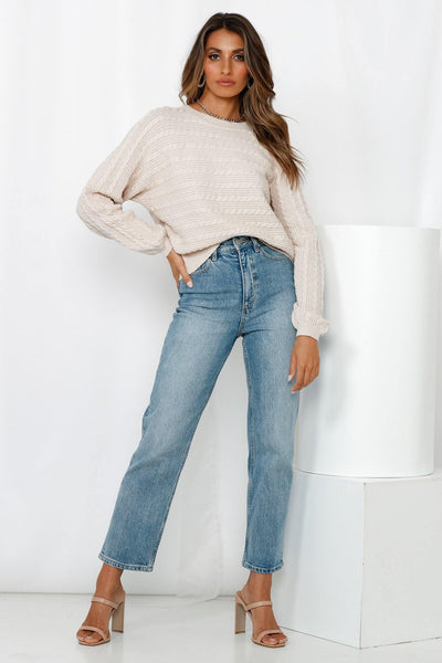 Own Your Look Knit Jumper Beige | Hello Molly USA