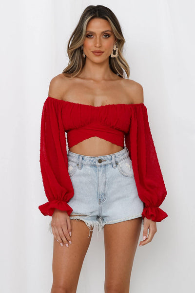 Sunset Swim Crop Top Red | Hello Molly USA