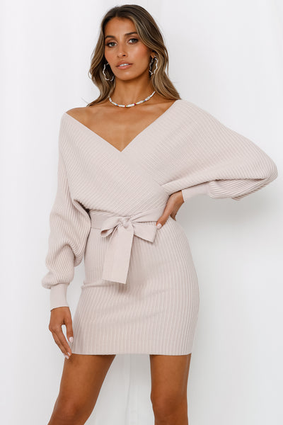 Stylish Weekend Out Knit Dress Blush