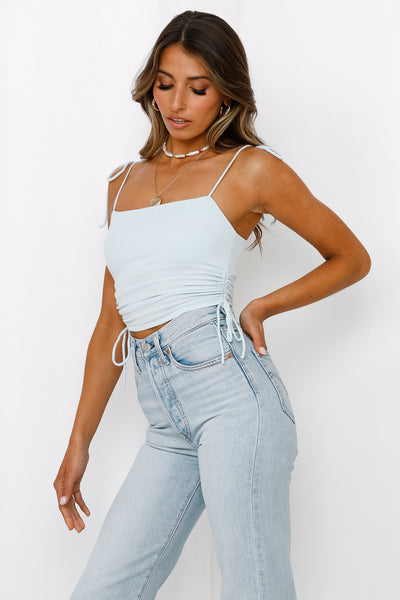 Be Right There Texts Crop Camisole Ice Blue
