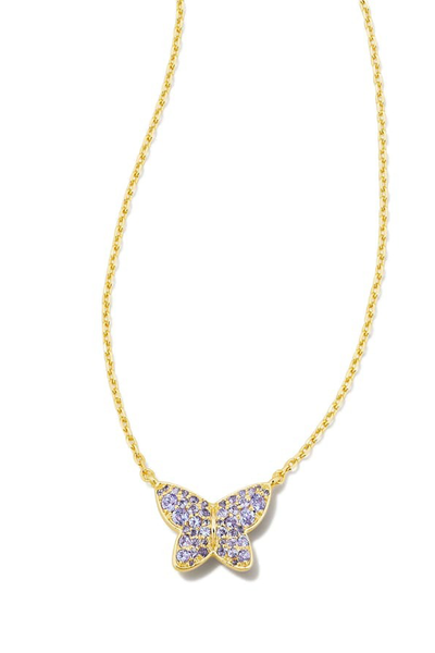 KENDRA SCOTT Lillia Crystal Butterfly Gold Pendant Necklace Gold Violet Crystal