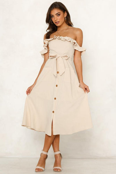 Always Been For You Midi Dress Beige | Hello Molly USA