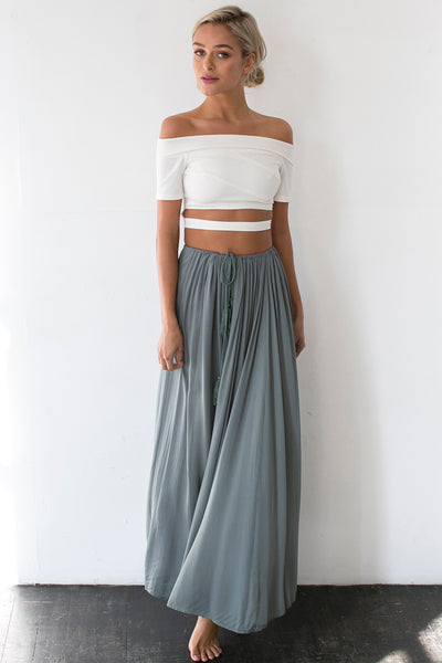 Against The Tides Maxi Skirt Teal